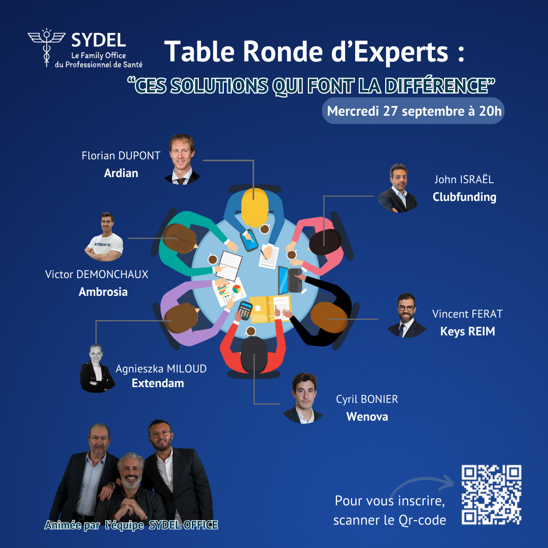 Visuel de promotion table ronde des experts animée par SYDEL OFFICE & ses partenaires financiers